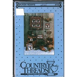 Country Threads Broken Hearts 112 Quilt Pattern Wall Hanging Pillow 1986 Vintage